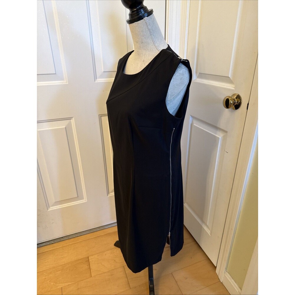 SIDE ZIP agb dress 14 Black shift sleeveless knee length Side zipper women’s